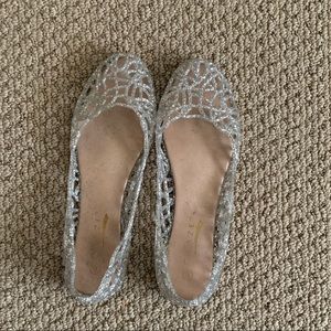Silver Sparkly Jelly Flats
